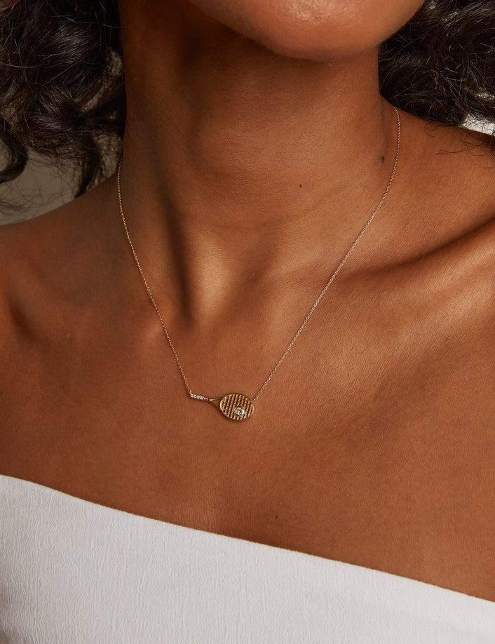 Lab Grown Diamond Tennis Racket Necklace