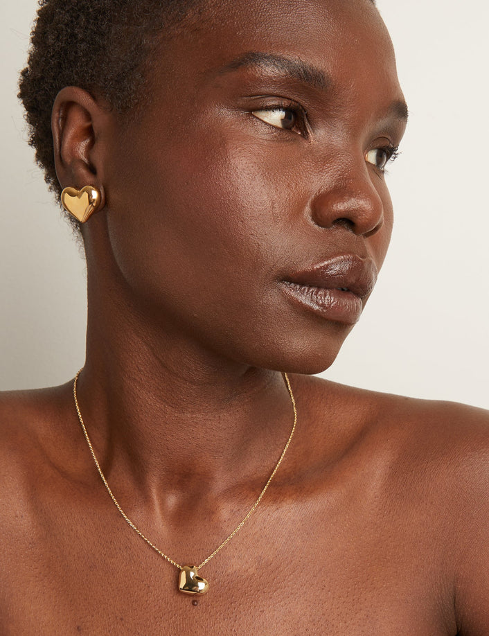 Pillow Heart Stud Earrings