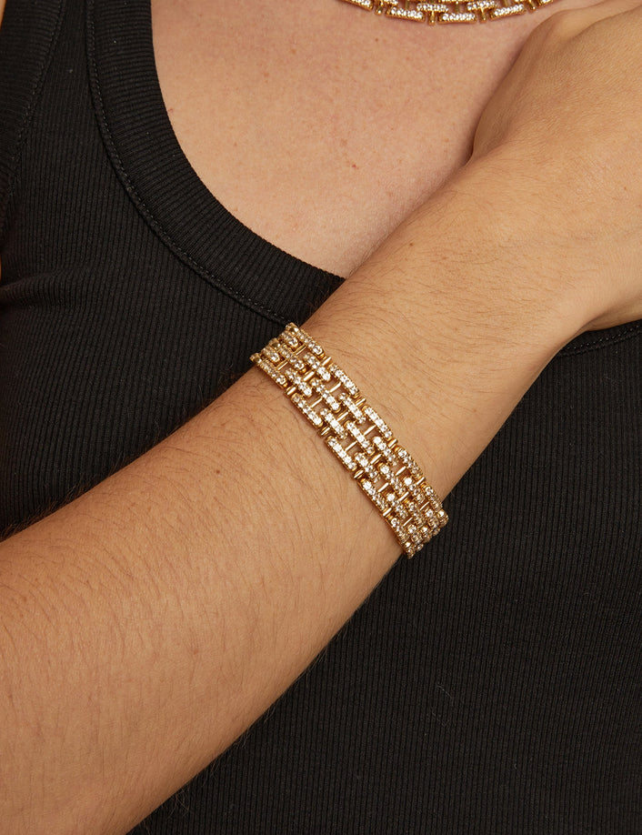 Lab Grown White Sapphire Panther Chain Link Bracelet