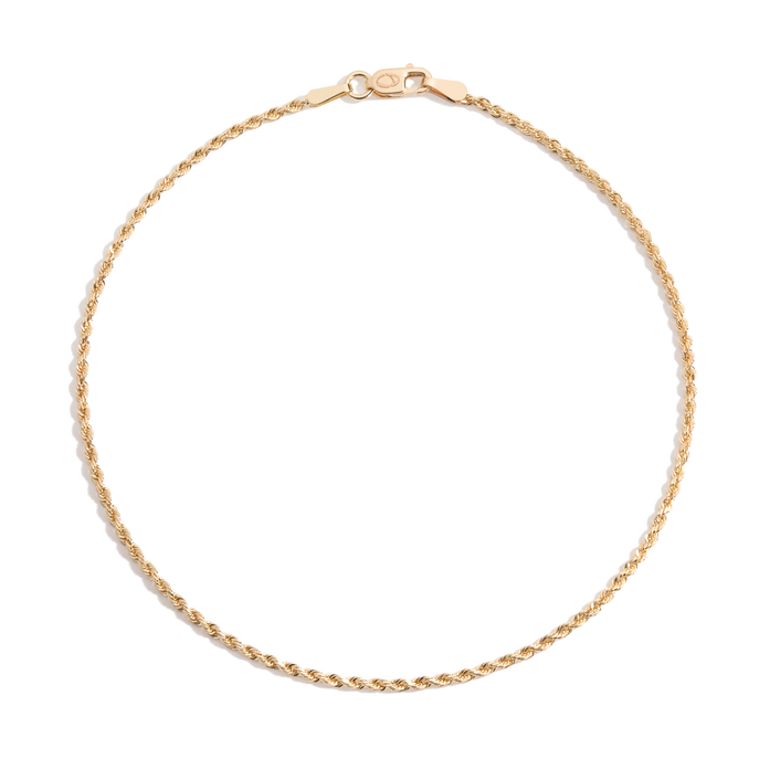 Small Rope Chain Anklet 14k Yellow Gold 8in 9in First