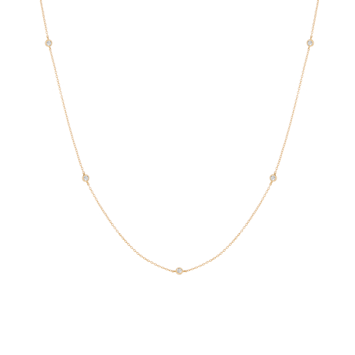 Lab Grown Diamond Station Necklace 14k Yellow Gold 16in 18in First