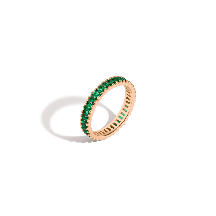 Green Sapphire Baguette Eternity Ring Vermeil Rose Gold First