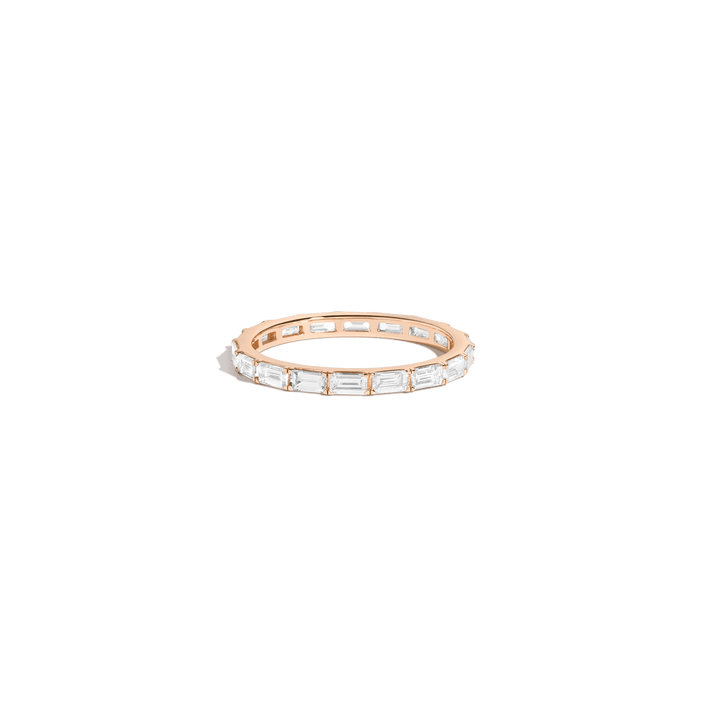 Horizontal Baguette Diamond Eternity Ring 14k 18k Rose Gold First Lab-grown Natural