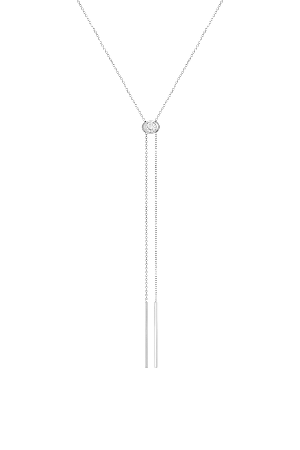 Aurate x Frye: Lab Grown White Sapphire Bolo Necklace Sterling Silver First