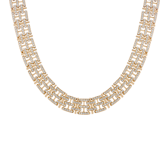Lab Grown White Sapphire Panther Chain Link Necklace