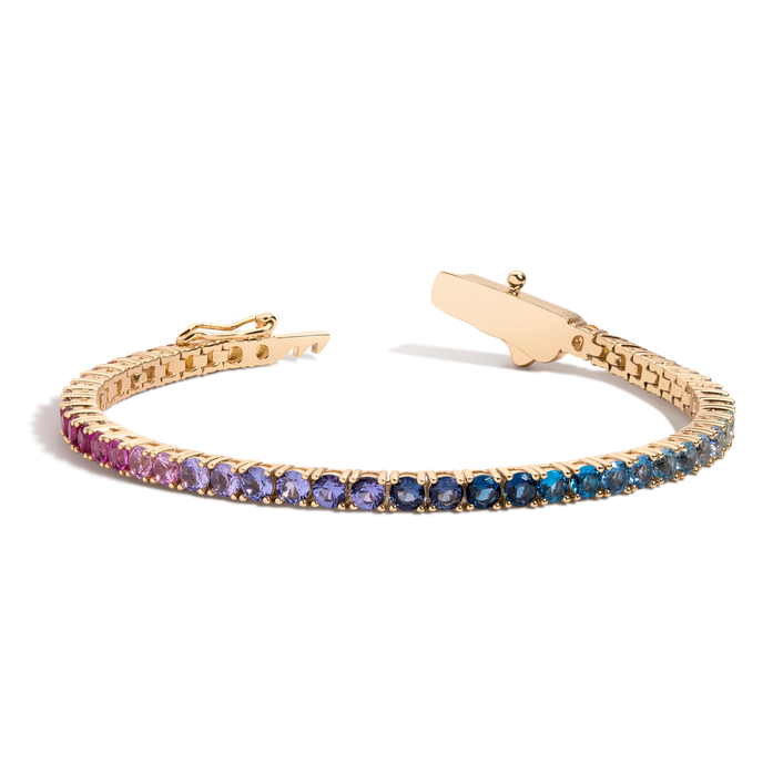 Ombre Rainbow Tennis Bracelet Vermeil Yellow Gold 6.5in 7in First