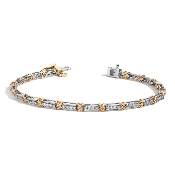 Mini Lab Grown White Sapphire X Tennis Bracelet Vermeil Yellow / White Gold 6in 6.5in 7in First