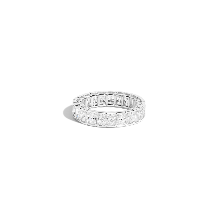 Radiant Lab Grown Diamond Semi-Bezel Eternity Ring 14k 18k White Gold First