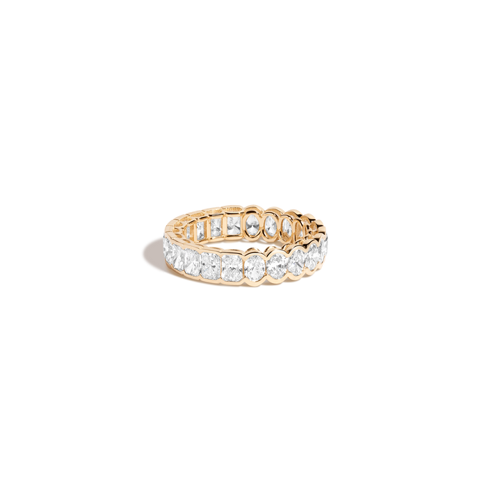 Two-in-One Lab Grown Diamond Semi-Bezel Eternity Ring 14k 18k Yellow Gold First