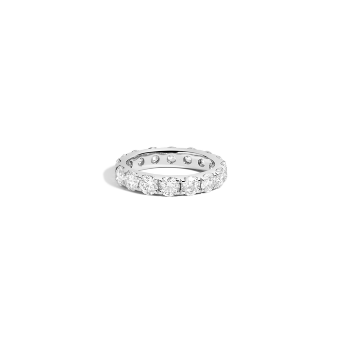 4ct Round Lab Grown Diamond Eternity Ring 14k White Gold First
