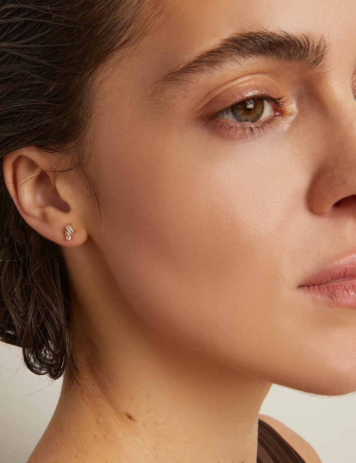 Lab Grown White Sapphire Toi et Moi Stud Earrings