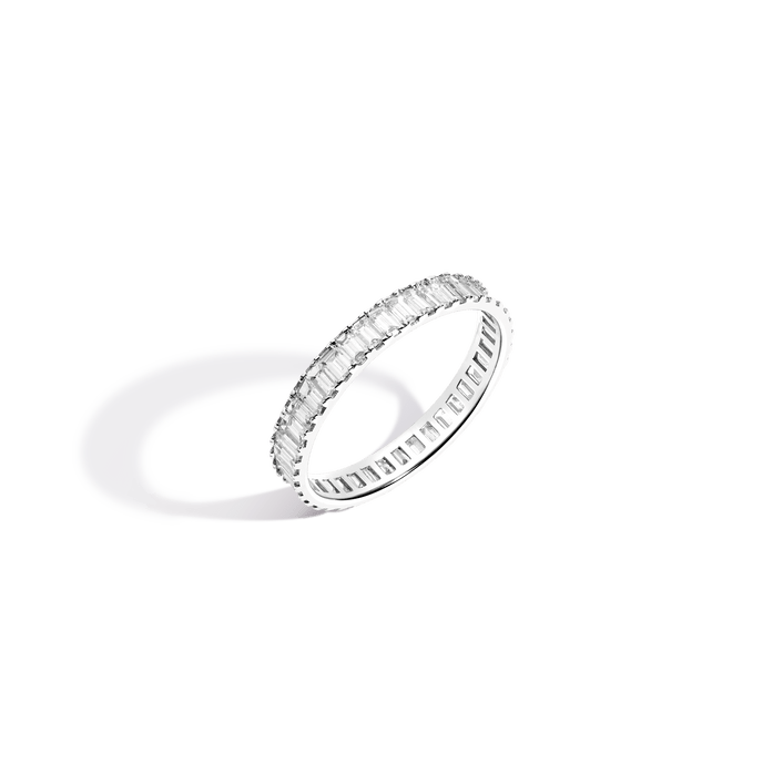 Lab Grown Bold Diamond Baguette Ring 14k White Gold First