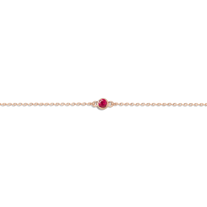 Birthstone Bracelet Ruby - Jul 14K 18K Rose Gold First