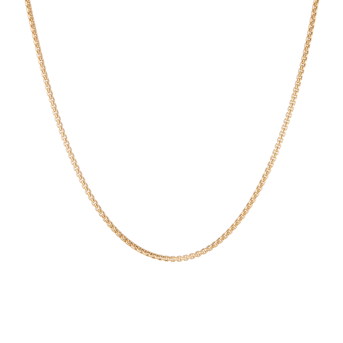 Round Box Chain Necklace Vermeil 14k Yellow Gold 16in 18in 20in 22in First