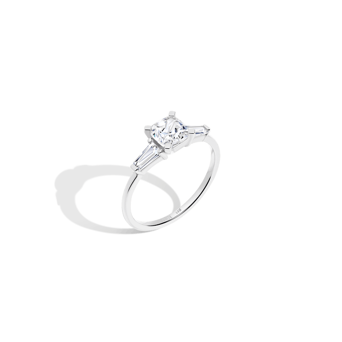Cushion Cut Tapered Baguette Diamond Ring 14K 18K Platinum White Gold Lab-grown Natural First