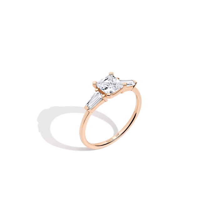 Princess Cut Tapered Baguette Diamond Ring 14K 18K Platinum Rose Gold Lab-grown Natural First